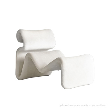 Modern designer furniture fiberglass and fabric curved chair